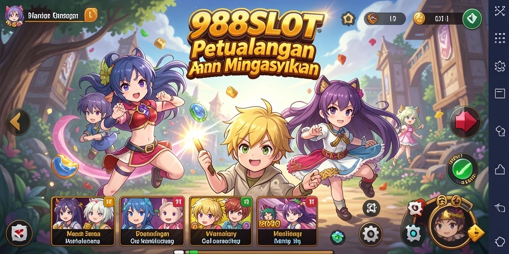 Tampilan gameplay menarik dari 988SLOT dengan karakter Anime favorit.