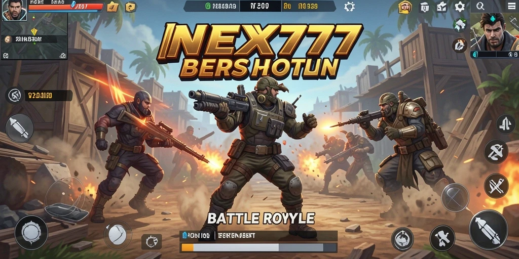 Screenshot gameplay NEX777 yang menampilkan perang seru di Battle Royale.
