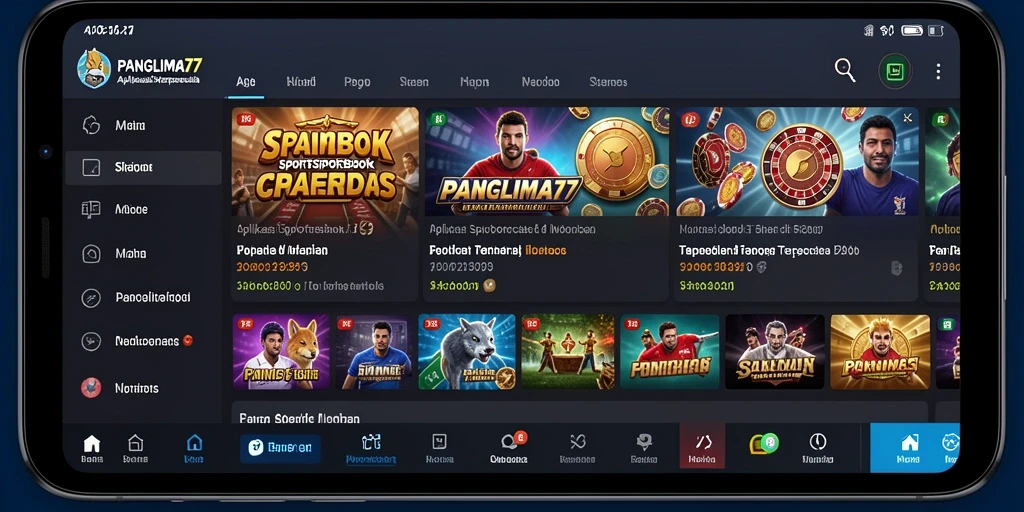 Screenshot utama PANGLIMA77 menampilkan antarmuka taruhan olahraga yang menarik dan mudah digunakan.