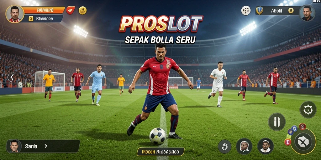 Tangkapan layar PROSLOT menampilkan aksi seru di lapangan sepak bola.