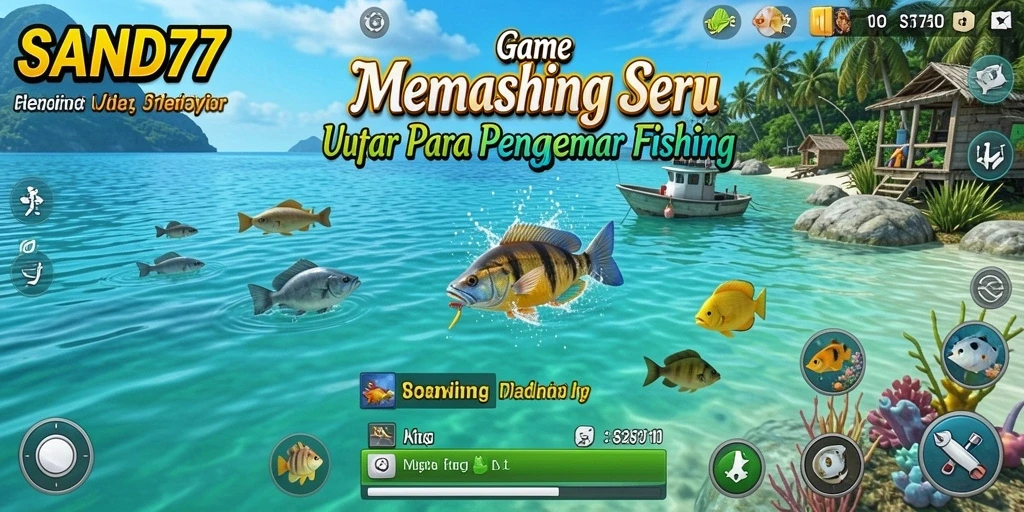 Tampilan gameplay SAND77 dengan pengalaman memancing yang mendebarkan.