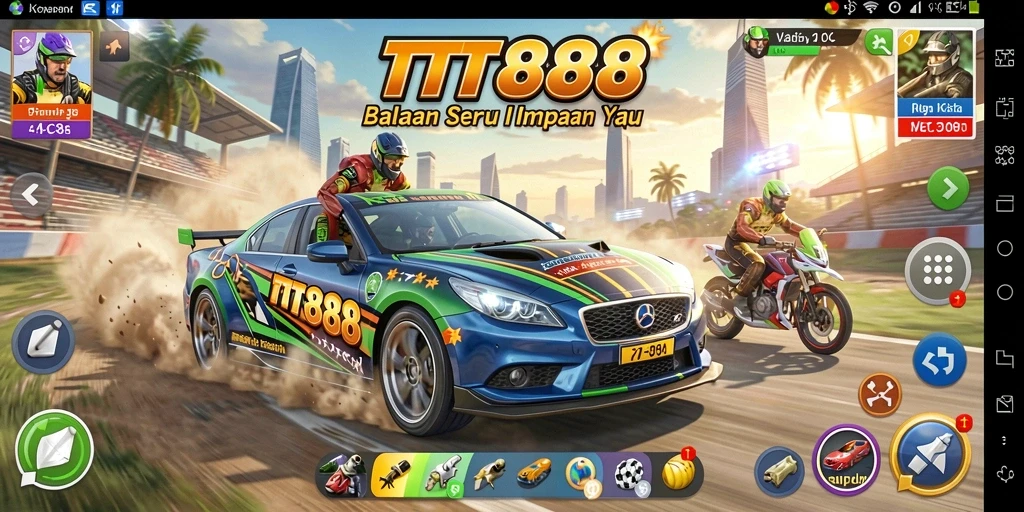 Tampilan gameplay Racing yang seru dan mendebarkan di TTT888.